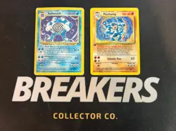 1999 Base Set Vintage Pokemon 2 Card Lot: Holo 1st Edition Machamp & Poliwrath - Image 1