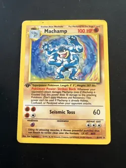 1999 Base Set Vintage Pokemon 2 Card Lot: Holo 1st Edition Machamp & Poliwrath - Image 4