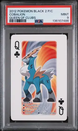 2012 POKEMON BLACK 2 PLAYING CARDS QUEEN OF CLUBS COBALION PSA 9 - Image 1