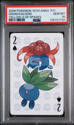 2006 POKEMON CENTER 10TH ANV PLAYING CARDS YELLOW DECK GLOOM/ODDISH PSA 10 - Image 1