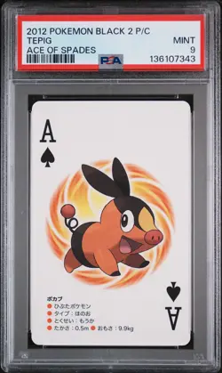 2012 POKEMON BLACK 2 PLAYING CARDS ACE OF SPADES TEPIG PSA 9 - Image 1