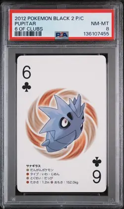 2012 POKEMON BLACK 2 PLAYING CARDS 6 OF CLUBS PUPITAR PSA 8 - Image 1