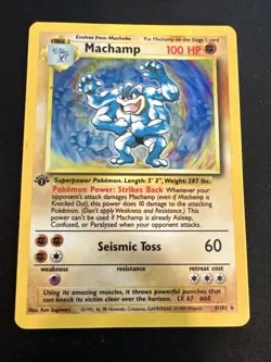1999 Base Set Vintage Pokemon 2 Card Lot: Holo 1st Edition Machamp & Hitmonchan - Image 2
