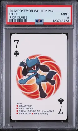 2012 POKEMON WHITE 2 PLAYING CARDS 7 OF CLUBS RIOLU PSA 9 - Image 1