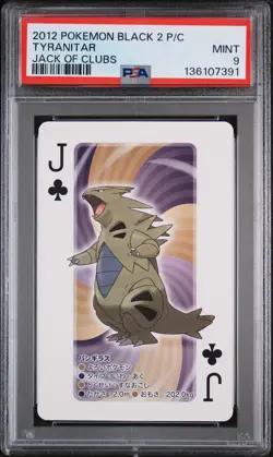 2012 POKEMON BLACK 2 PLAYING CARDS JACK OF CLUBS TYRANITAR PSA 9 - Image 1