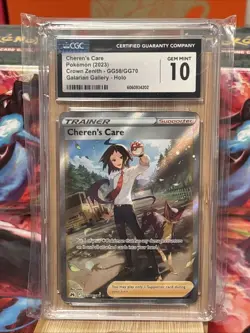 CGC 10 Cheren's Care GG58/GG70 Secret Rare Full Art Pokemon Trainer Card - Image 1