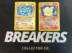 1999 Base Set Vintage Pokemon 2 Card Lot: Holo 1st Edition Machamp & Ninetales - Image 1