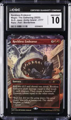 2025 MTG RARE FOIL BORDERLESS #2177 RECKLESS ENDEAVOR CGC 10 GEM MINT - Image 1