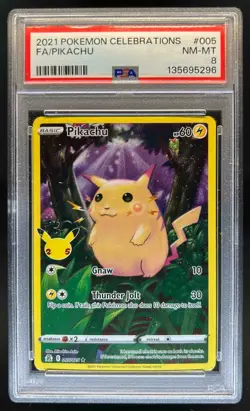2021 Pokemon SWSH Celebrations Pikachu Holo #005/025 PSA 8 - Image 1