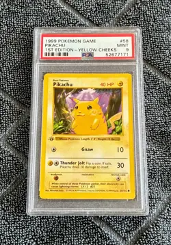 1999 Pokemon Base Set Pikachu Yellow Cheeks 1st Edition PSA 9 #58 Shadowless - Image 1