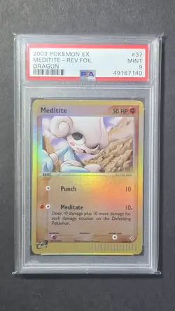 PSA 9 Meditate 2003 EX Dragon 37/97 Reverse Holo Foil Pokemon Mint POP 14 - Image 1