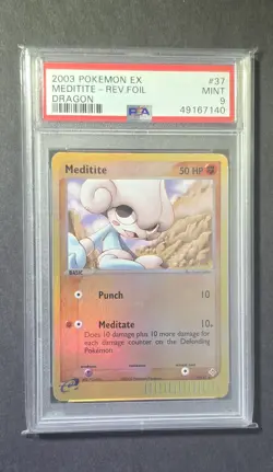 PSA 9 Meditate 2003 EX Dragon 37/97 Reverse Holo Foil Pokemon Mint POP 14 - Image 2