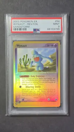 PSA 9 Wynaut 2003 EX Sandstorm 54/100 Reverse Holo Foil Pokemon POP 16 Mint - Image 1