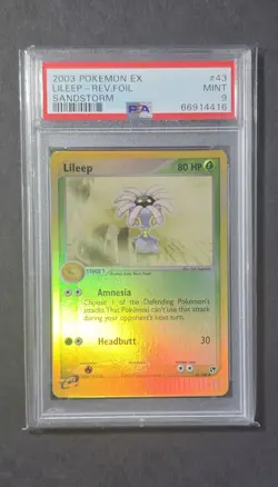 PSA 9 Lileep 2003 EX Sandstorm 43/100 Reverse Holo Foil Pokemon POP 15 Mint - Image 1