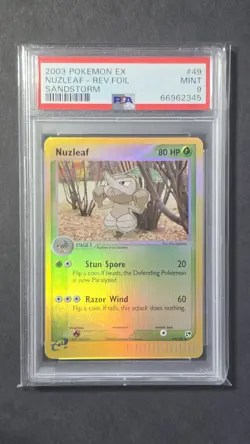 PSA 9 Nuzleaf 2003 EX Sandstorm 49/100 Reverse Holo Foil Pokemon POP 16 Mint - Image 1