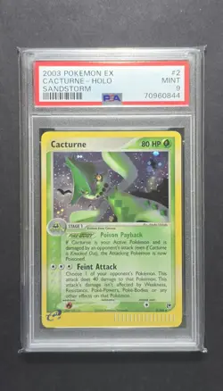 PSA 9 Cacturne 2003 EX Sandstorm 2/100 Holo Foil Pokemon POP 89 Mint - Image 1