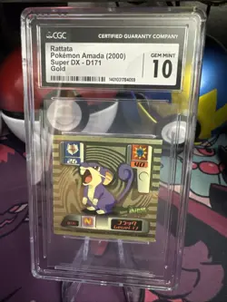 Pokemon Amada Super DX Gold Rattata CGC 10 GEM MINT #D171 POP 2 Sticker - Image 1