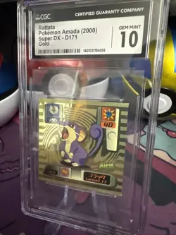 Pokemon Amada Super DX Gold Rattata CGC 10 GEM MINT #D171 POP 2 Sticker - Image 2
