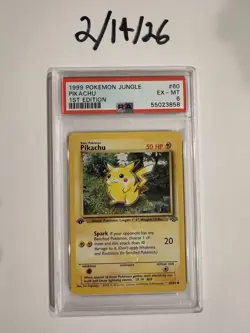 Pokemon TCG Jungle Pikachu 1st Edition PSA 6 60/64 1999 English Card Stock - Image 1