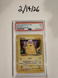 Pokemon Base Set Pikachu Yellow Cheeks PSA 3 58/102 1999 English - Image 1