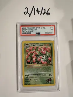 Pokemon Gym Challenge Erika's Ivysaur 1st Edition PSA 7 41/132 2000 English - Image 1