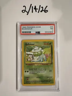 Pokemon TCG Base Set Bulbasaur PSA 7 44/102 1999 English Card Stock - Image 1