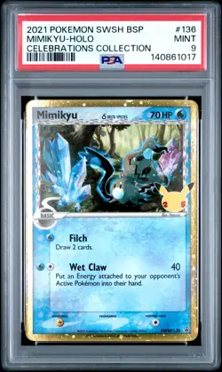 PSA 9 Mimikyu Holo Delta Species SWSH136 Pokemon Celebrations Promo Card 2021 - Image 1