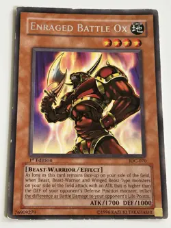 1st Edition Enraged Battle Ox - IOC-070 - YuGiOh! Invasion of Chaos - Rare - HP - Image 1