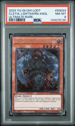 2024 YU-GI-OH! LODT-LIGHT OF DESTRUCTION RARE CELESTIA LIGHTSWORN ANGEL PSA 8 - Image 1