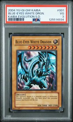 2004 YU-GI-OH! KAIBA EVOLUTION STARTER DECK #001 BLUE-EYES WHITE DRAGON PSA 3 - Image 1