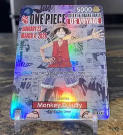 NCAA Bandai Namco One Piece CCG Monkey D. Luffy US Voyage Promo Full Art Holo - Image 1