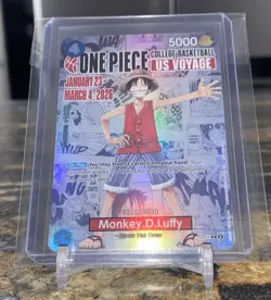 NCAA Bandai Namco One Piece CCG Monkey D. Luffy US Voyage Promo Full Art Holo - Image 2
