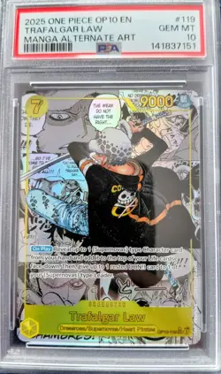 One Piece OP10 EN Manga Alternate Art #119 Trafalgar Law PSA 10 GEM MINT English - Image 1