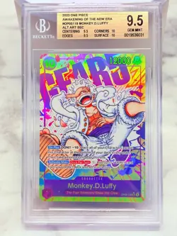 One Piece MONKEY.D.LUFFY OP05-119 GEAR5 ALTERNATE ART SEC AWAKENING BGS 9.5 FOIL - Image 1