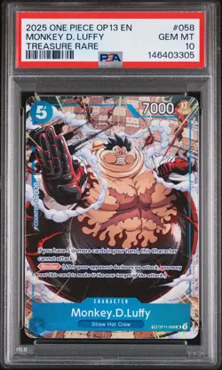 2025 ONE PIECE OP13-CARRYING ON HIS WILL TREASURE RARE MONKEY D. LUFFY PSA 10 - Image 1