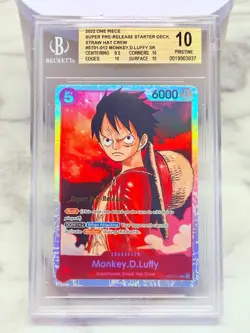 2022 One Piece MONKEY.D.LUFFY BGS 10 SUPER PRE-RELEASE ST01-012 STRAW HAT - Image 1