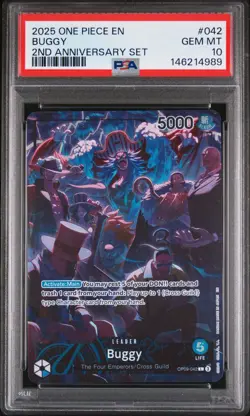 2025 ONE PIECE ENGLISH VERSION 2ND ANNIVERSARY SET #042 BUGGY PSA 10 - Image 1