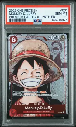 2023 ONE PIECE BANDAI PREMIUM COLLECTION 25TH EDITION #001 MONKEY D LUFFY PSA 10 - Image 1