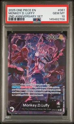 2025 ONE PIECE ENGLISH VERSION 2ND ANNIVERSARY SET #061 MONKEY D. LUFFY PSA 10 - Image 1