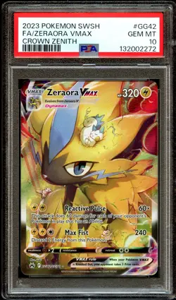 PSA 10 GEM MINT Zeraora VMAX GG42/GG70 GALARIAN GALLERY HOLO Pokemon Card 272 - Image 1
