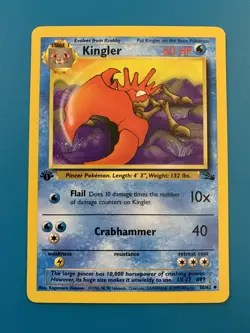 1st Edition Kingler 38/62 Fossil Set Rare Vintage 1999 Pokemon Card - NM - Image 1