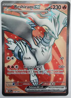 Pokemon Trading Card TCG Reshiram EX Full Art Holo 158/086 Nintendo 2025 - Image 1