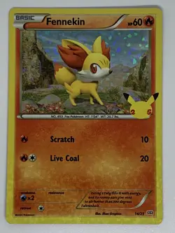 Fennekin Holo 14/25 Pokemon 25th Anniversary McDonald’s Promo Card NM - Image 1
