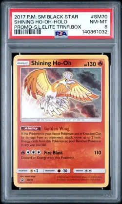 PSA 8 Shining Ho-Oh SM70 Holo Pokemon Card Shining Legends ETB Promo 2017 MINT - Image 1