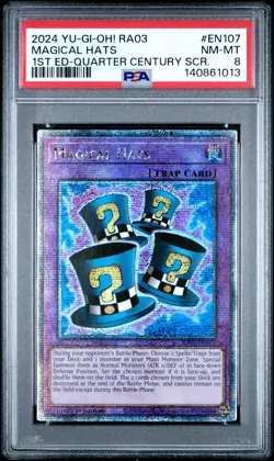 PSA 8 Magical Hats Quarter Century Secret Rare RA03-EN107 Yugioh Card Bonanza - Image 1