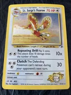 Lt. Surge's Fearow - 7/132 - Pokemon Gym Heroes Unlimited Holo Rare Card WOTC NM - Image 1