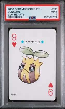 2000 POKEMON GOLD VERSION PLAYING CARDS 9 OF HEARTS #191 SUNKERN PSA 9 - Image 1
