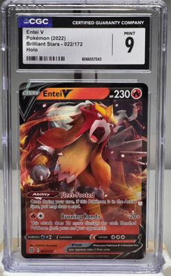CGC 9 Entei V 022/172 – Brilliant Stars Holo Pokemon Card - Image 1
