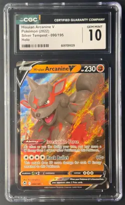Hisuian Arcanine V 090/195 Silver Tempest Pokemon Card CGC GEM MINT 10 Ultra R - Image 1
