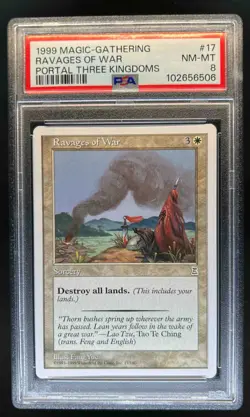 1999 Magic: The Gathering Portal Three Kingdoms Ravages of War #17 PSA 8 - Image 1